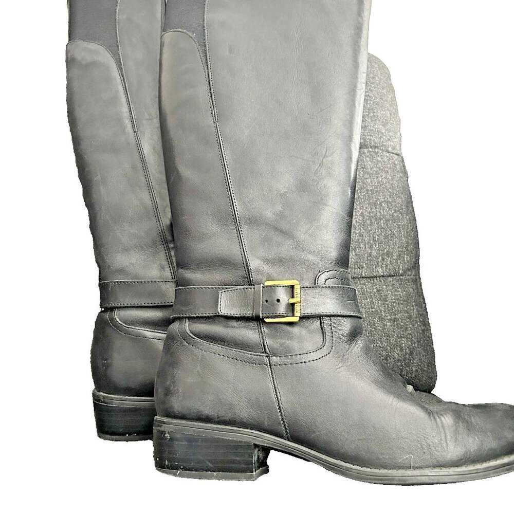 Ralph Lauren RL Tall Black Leather Boots MAKENZIE Women 8